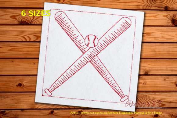 Baseball and Bats Machine Embroidery
