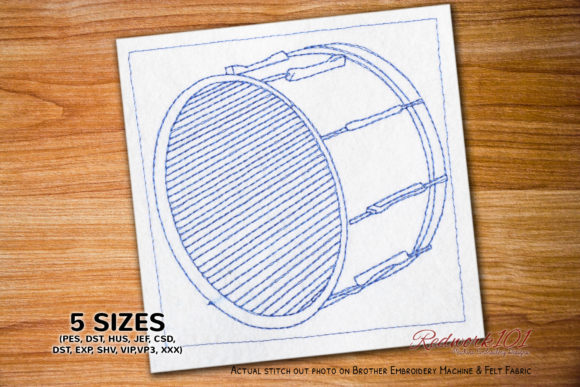 Bass Drum Redwork: A Seasonal Embroidery Staple
