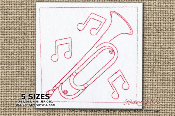 Bugle Trumpet Bluework: A Seasonal Music Embroidery Gem