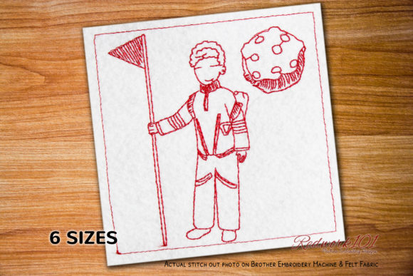 Cartoon Boy Astronaut Embroidery Design