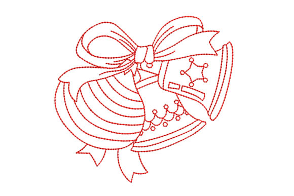 Redwork Christmas Bells with Bow