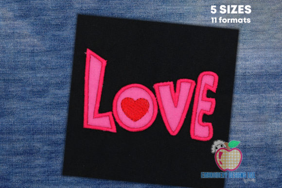 Valentine Heart with Love Text Applique